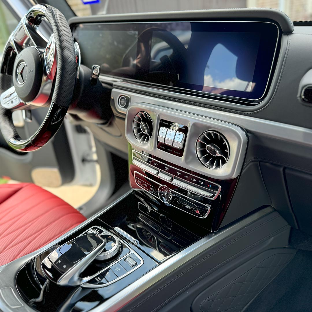 spotless interior after being cleaned red leather seats