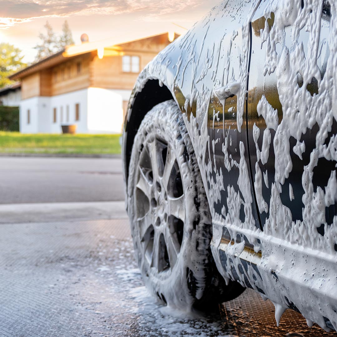 Foam car wash during professional exterior detailing in Mansfield TX