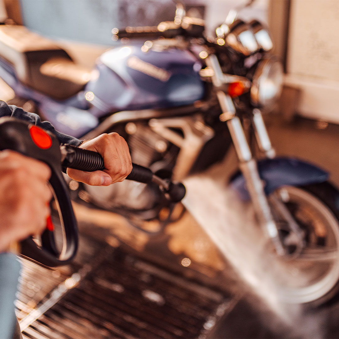 Professional motorcycle exterior cleaning and washing